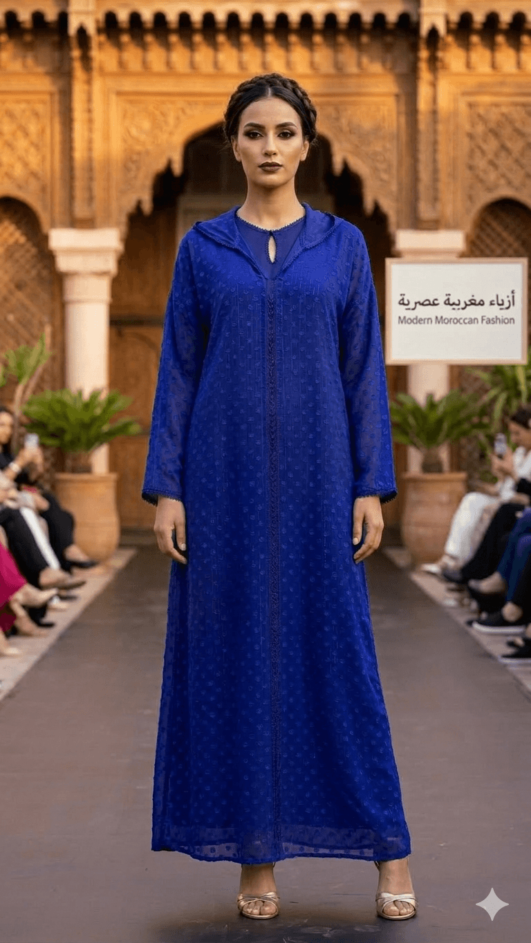 "Nili" in Blue with Polka-Dot Jewel Dress and Elegant Randa Stitching
