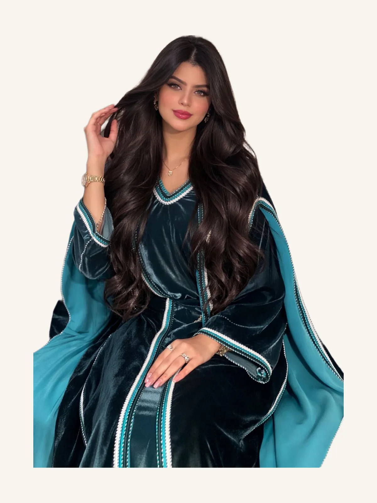 كاب موبرة اخضر ملكي مطروز بالقميص ديالو