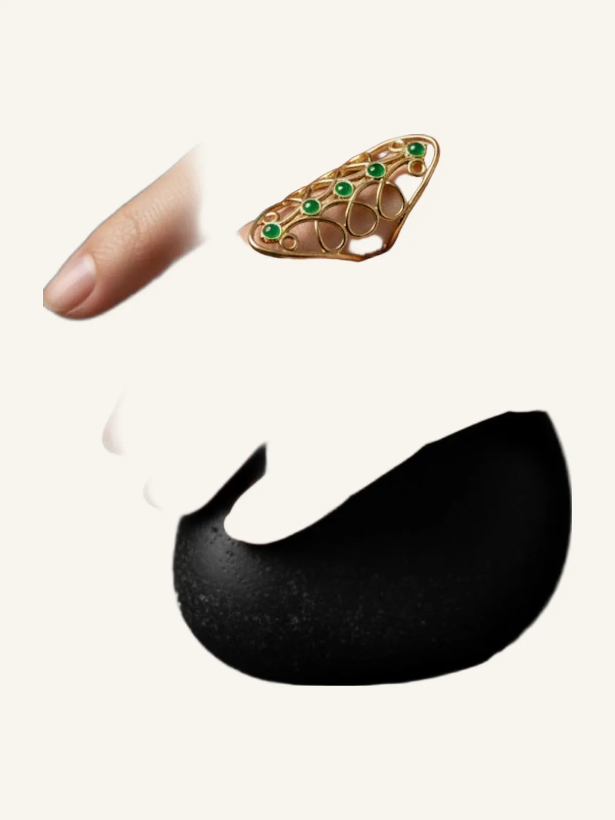Gold Ring with Green Stones