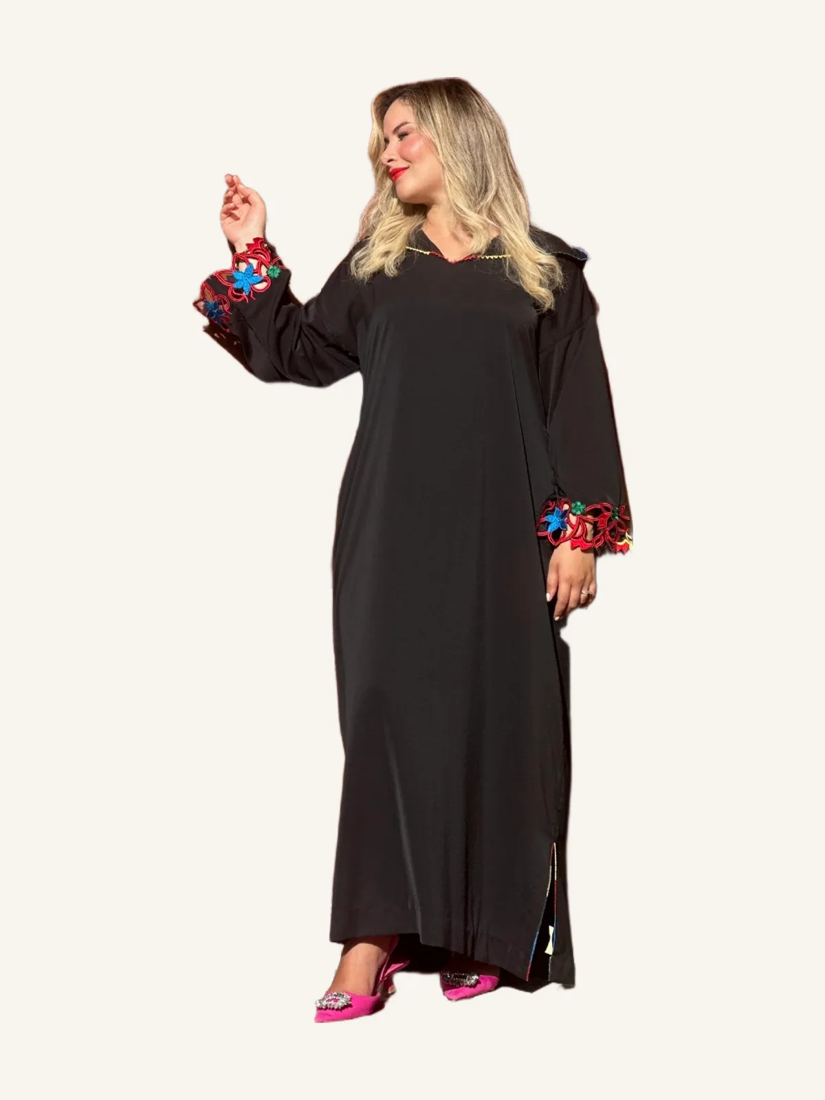 Bella A Black Embroidered with Randa Stitching