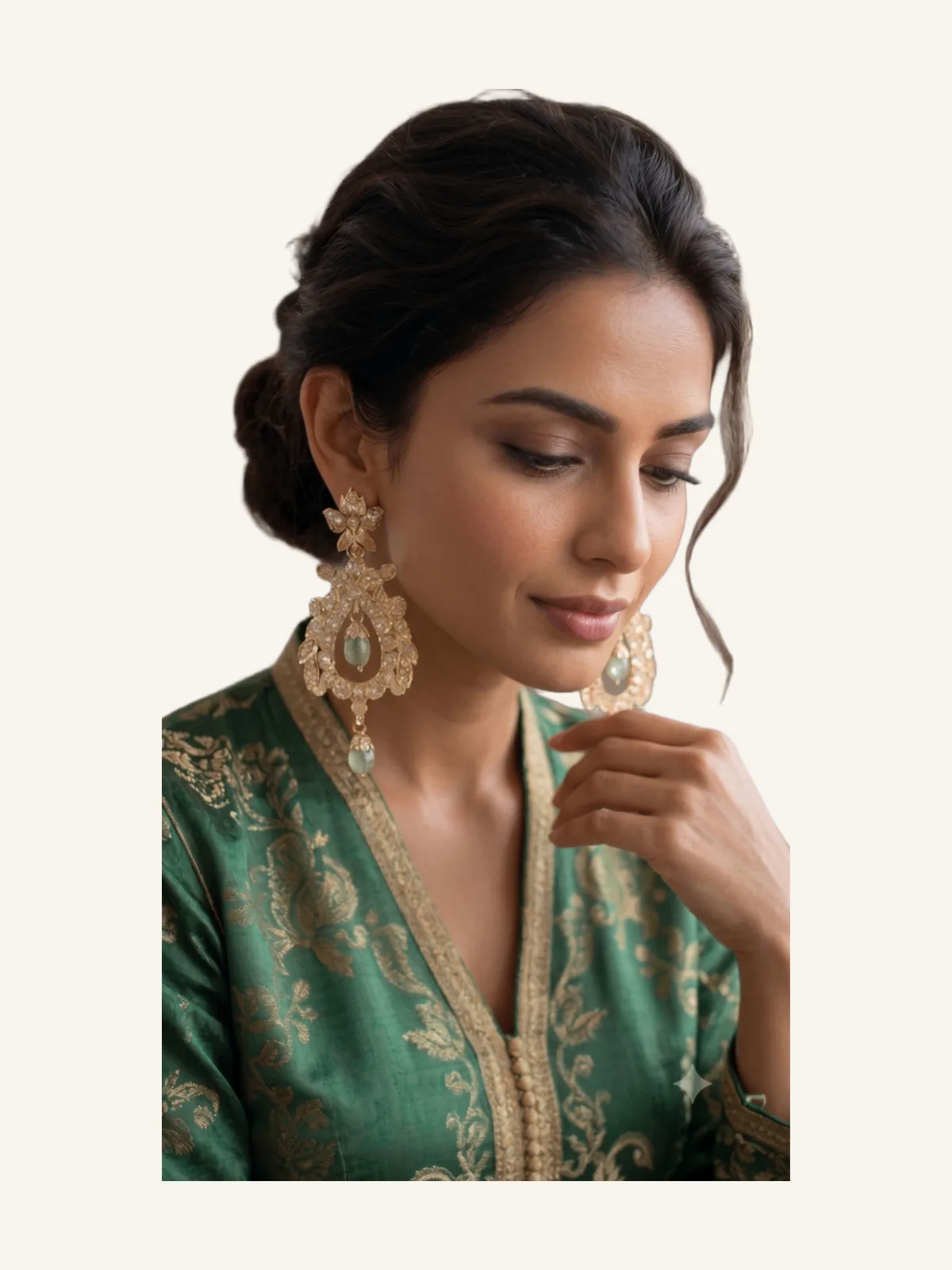 Green Aventurine & Gold-Plated Rhodium Silver Earrings