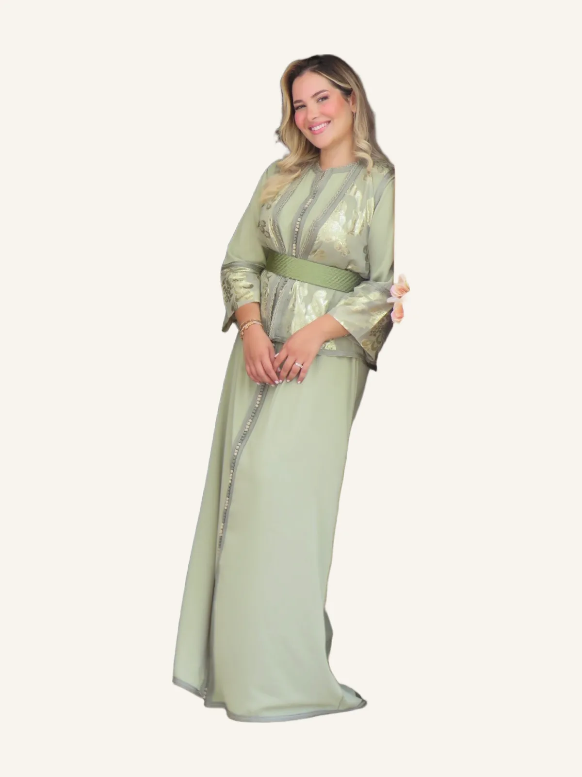 Caftan with belt and vest