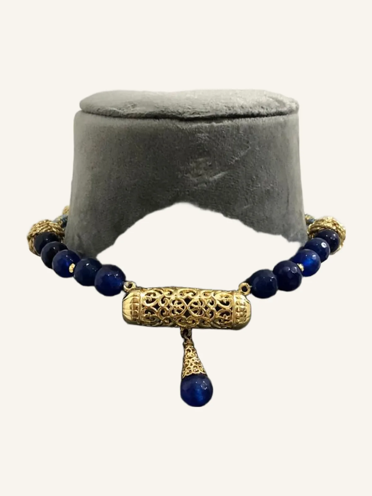 "Blue Night Agate" Pearl Necklace