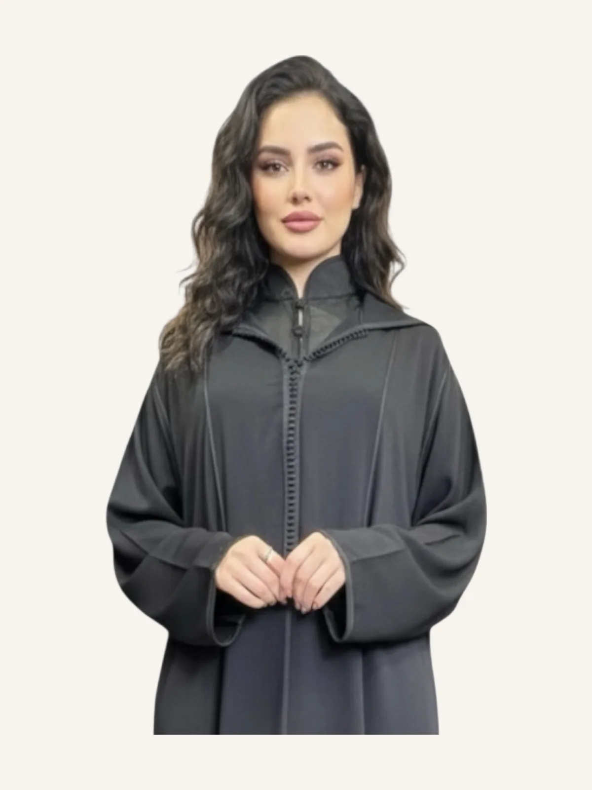 Black Mlifa Djellaba with its satin Kmiss