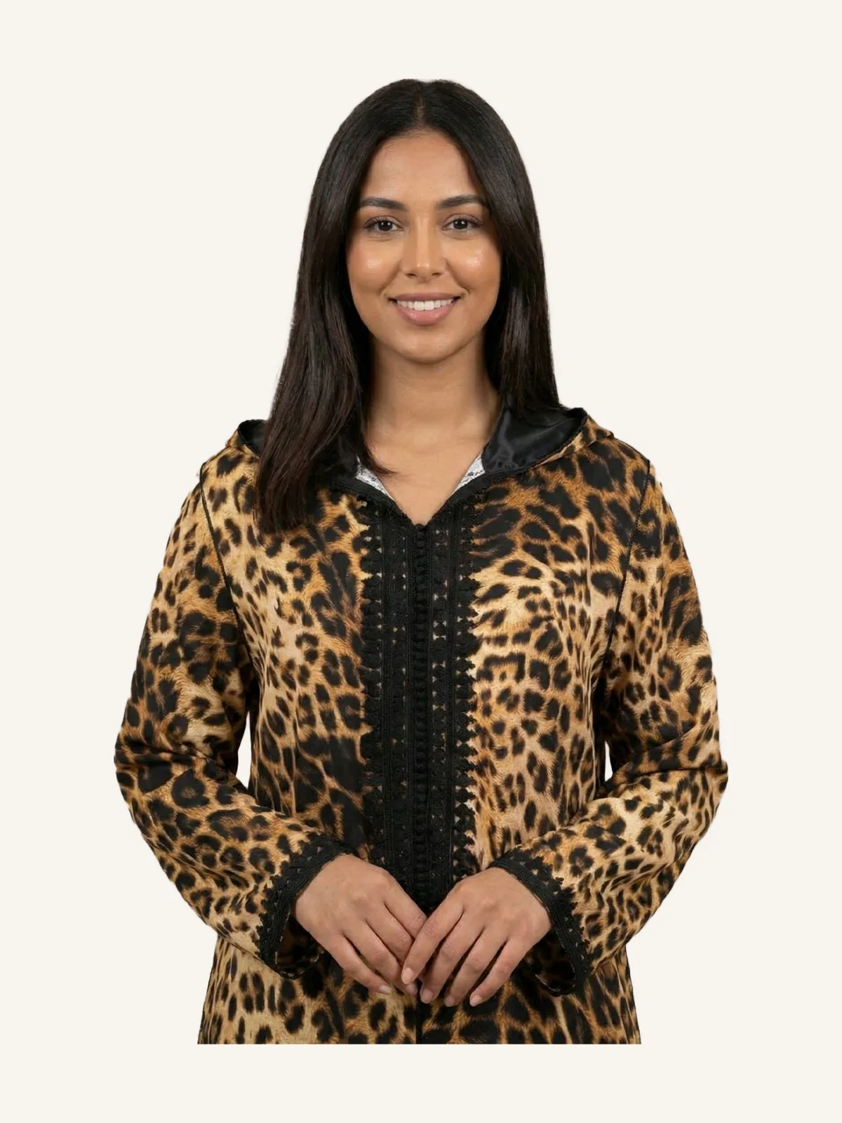 Tiger Djellaba in Silk Crepe - Handmade Zwa9 Lm3alem
