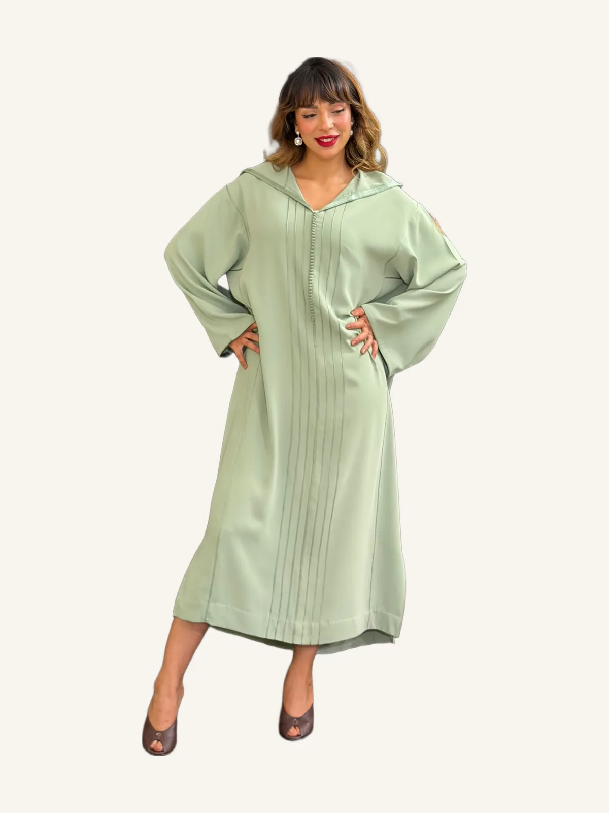 Crepe Djellaba crafted in Berchman style 100% by hand