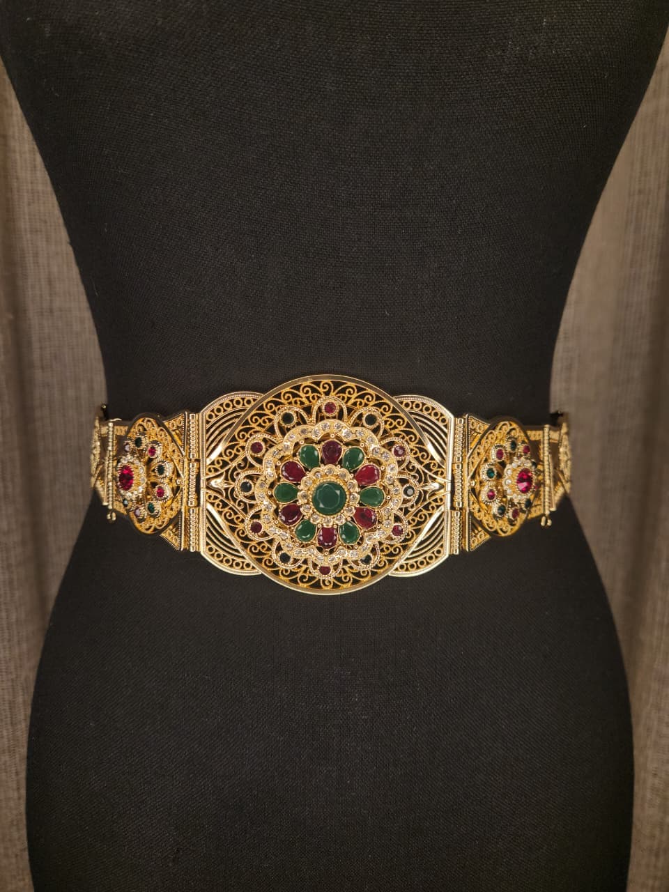 🔥 PROMO - Mdema Moroccan Belt – Filigree waist belt with green and red stones 👑🔥