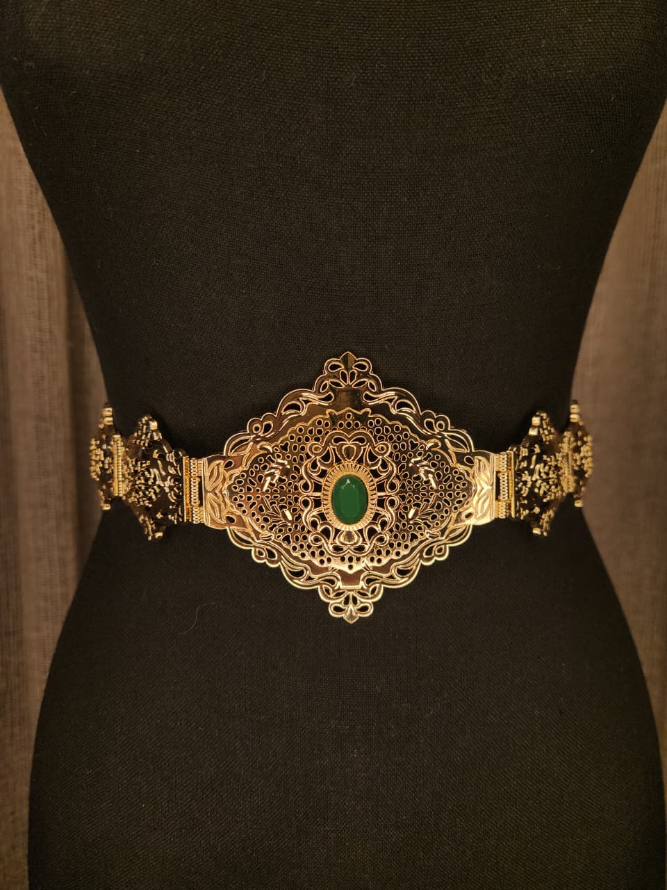 PROMO - Lameria Moroccan Belt in Mdama - Villegren Waist Belt with Green Stone