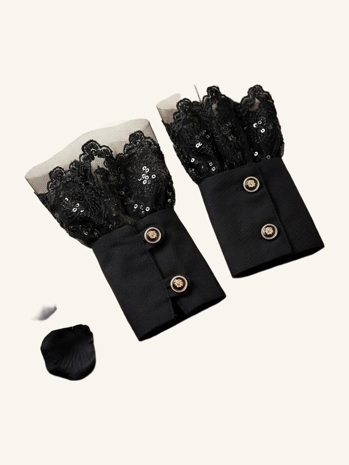 Linen and Black Lace Cuff Bracelet
