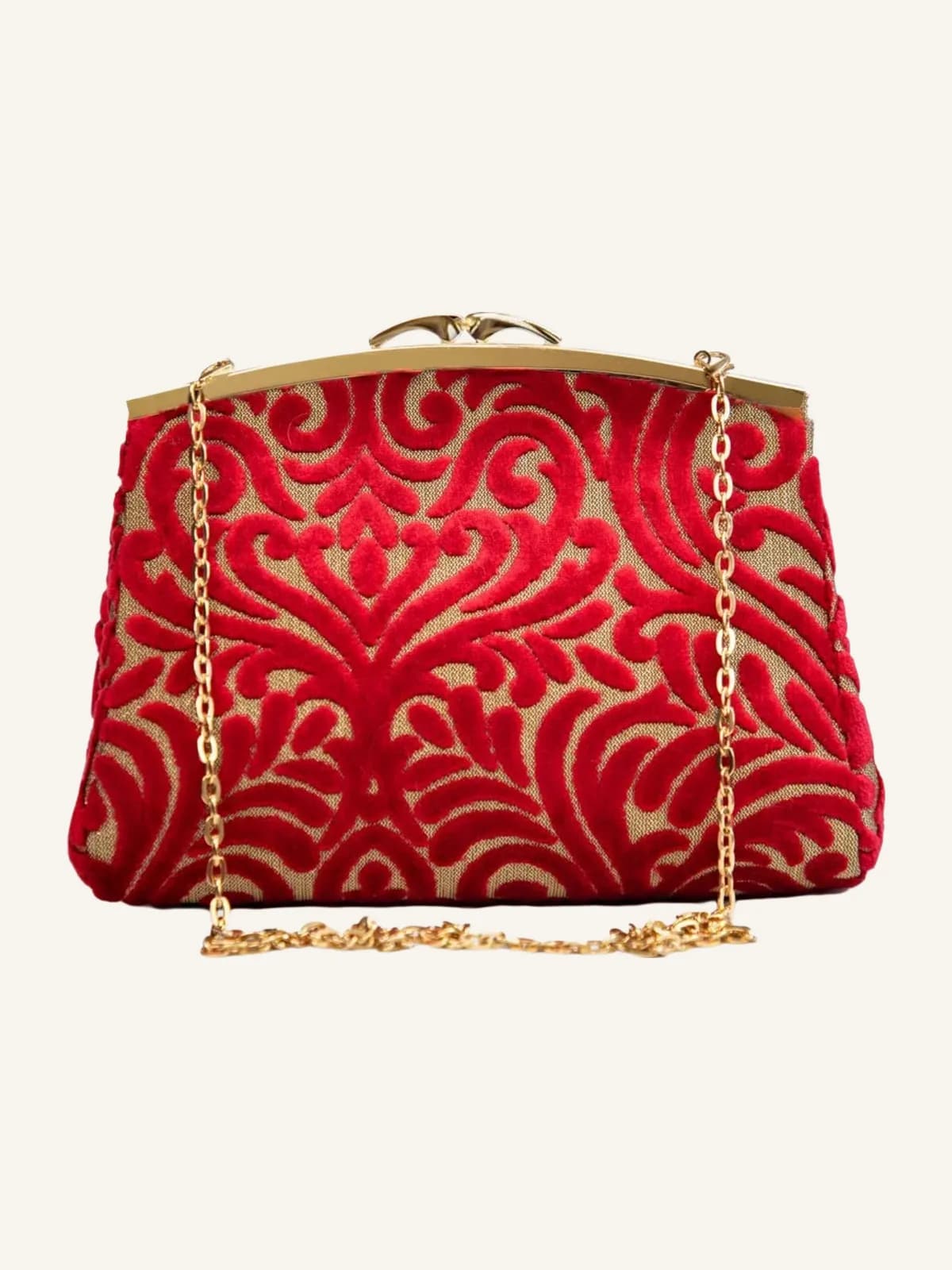 Z'man Bag - Red Velvet & Gold Fabric