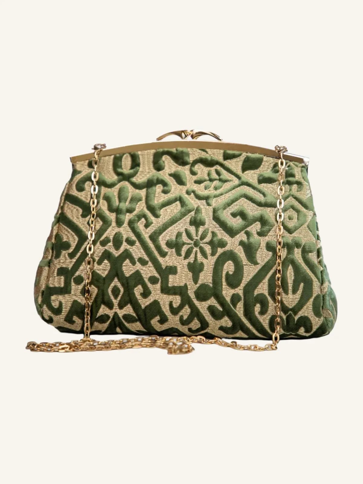 Z'man Bag - Green Velvet & Gold Fabric